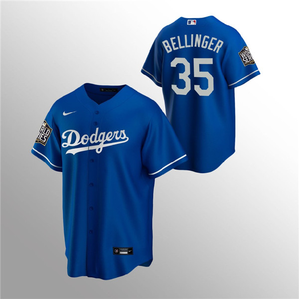 Men's Los Angeles Dodgers #35 Cody Bellinger Blue 2020 World Series Bound stitched MLB Jersey